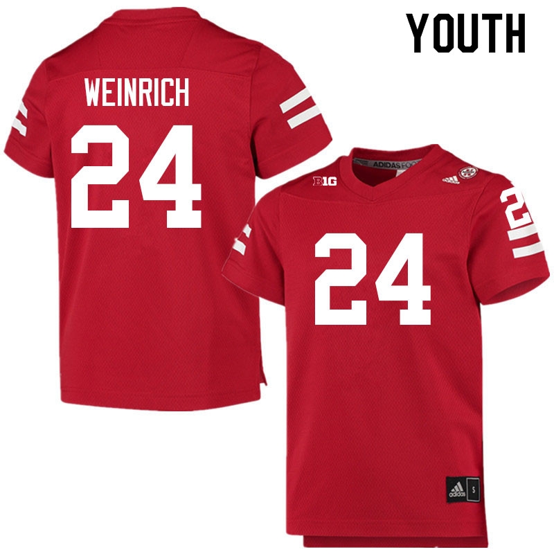 Youth #24 Charlie Weinrich Nebraska Cornhuskers College Football Jerseys Sale-Scarlet - Click Image to Close
